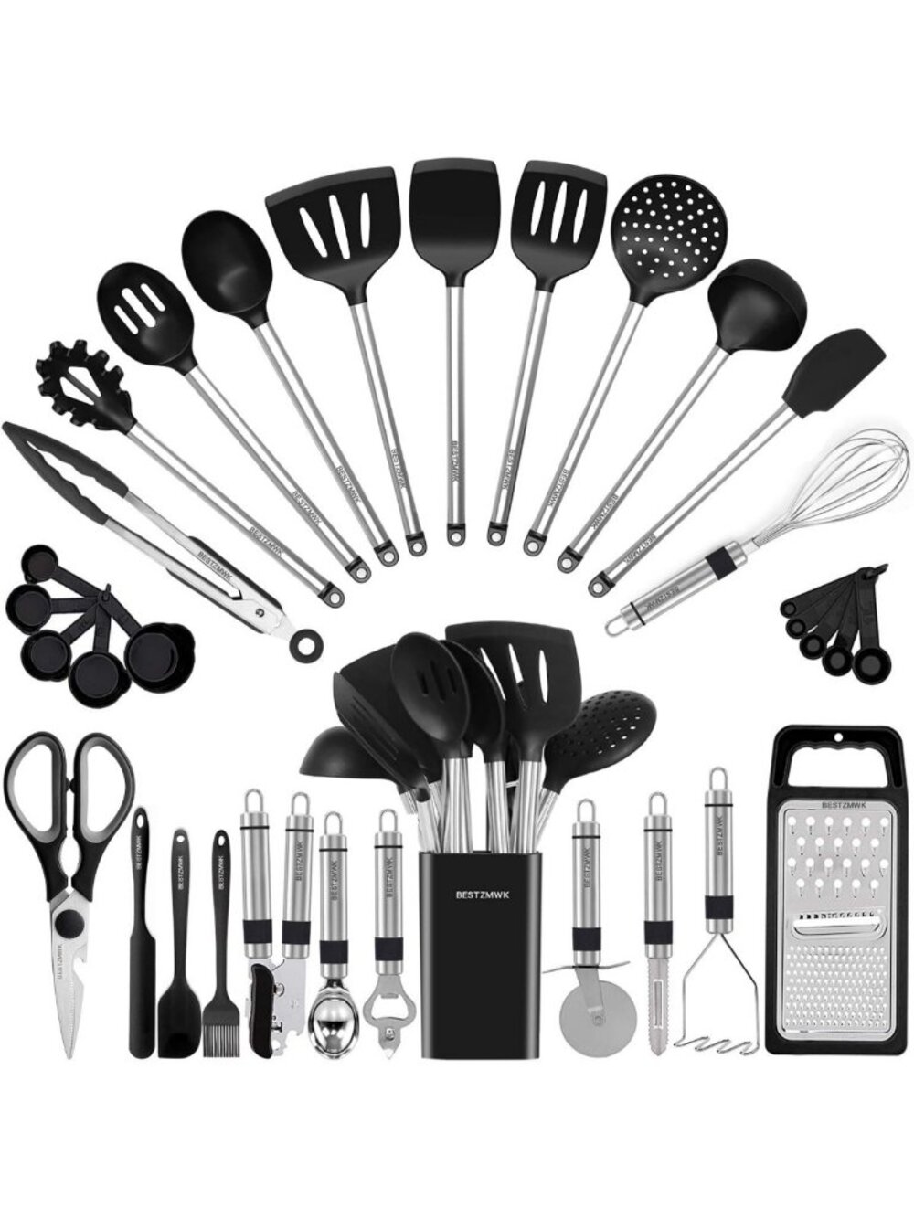 Silicone Cooking Utensil Set - 33 Essential Kitchen Gadgets & Tools for Nonstick